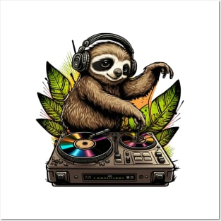 Cute Sloth DJ Posters and Art